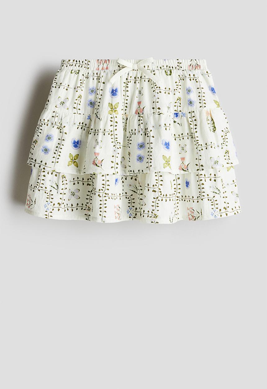 H&M - Printed tiered skirt - white floral