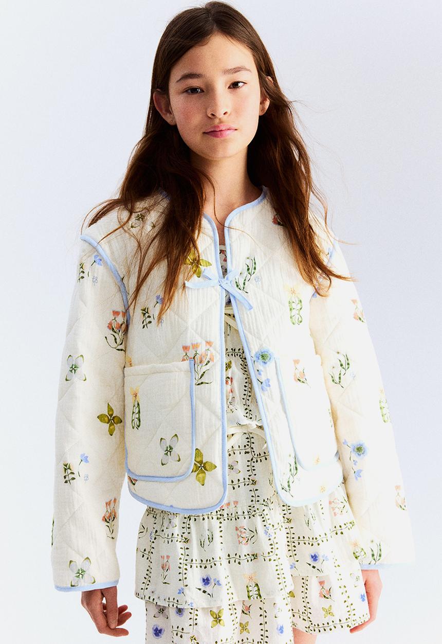 H&M - Quilted printed jacket - cream floral