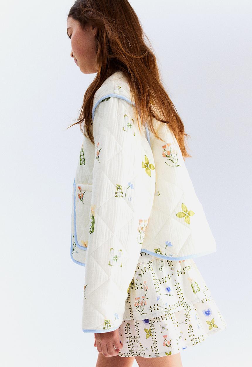 H&M - Quilted printed jacket - cream floral