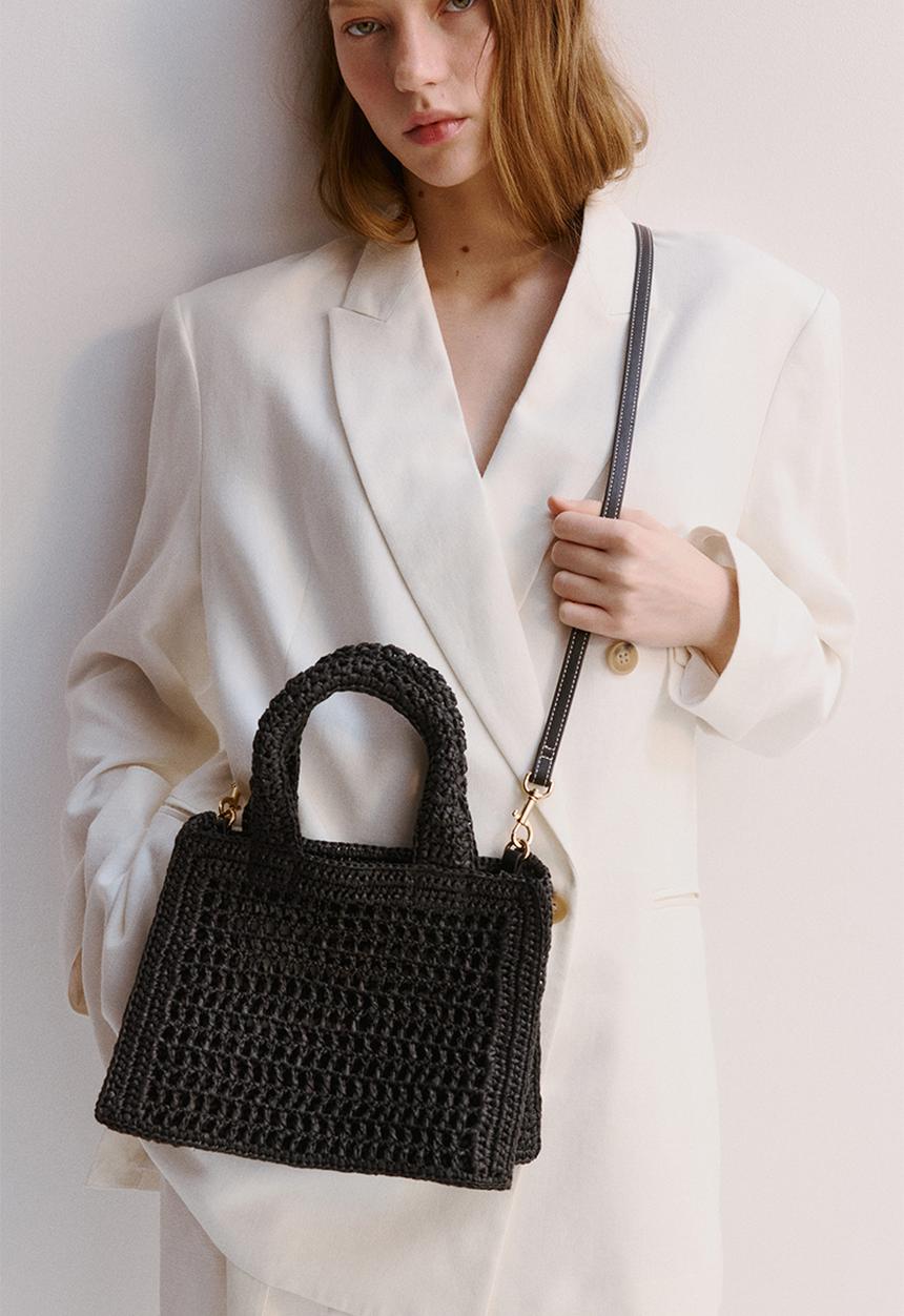 H&M - Straw handbag - black