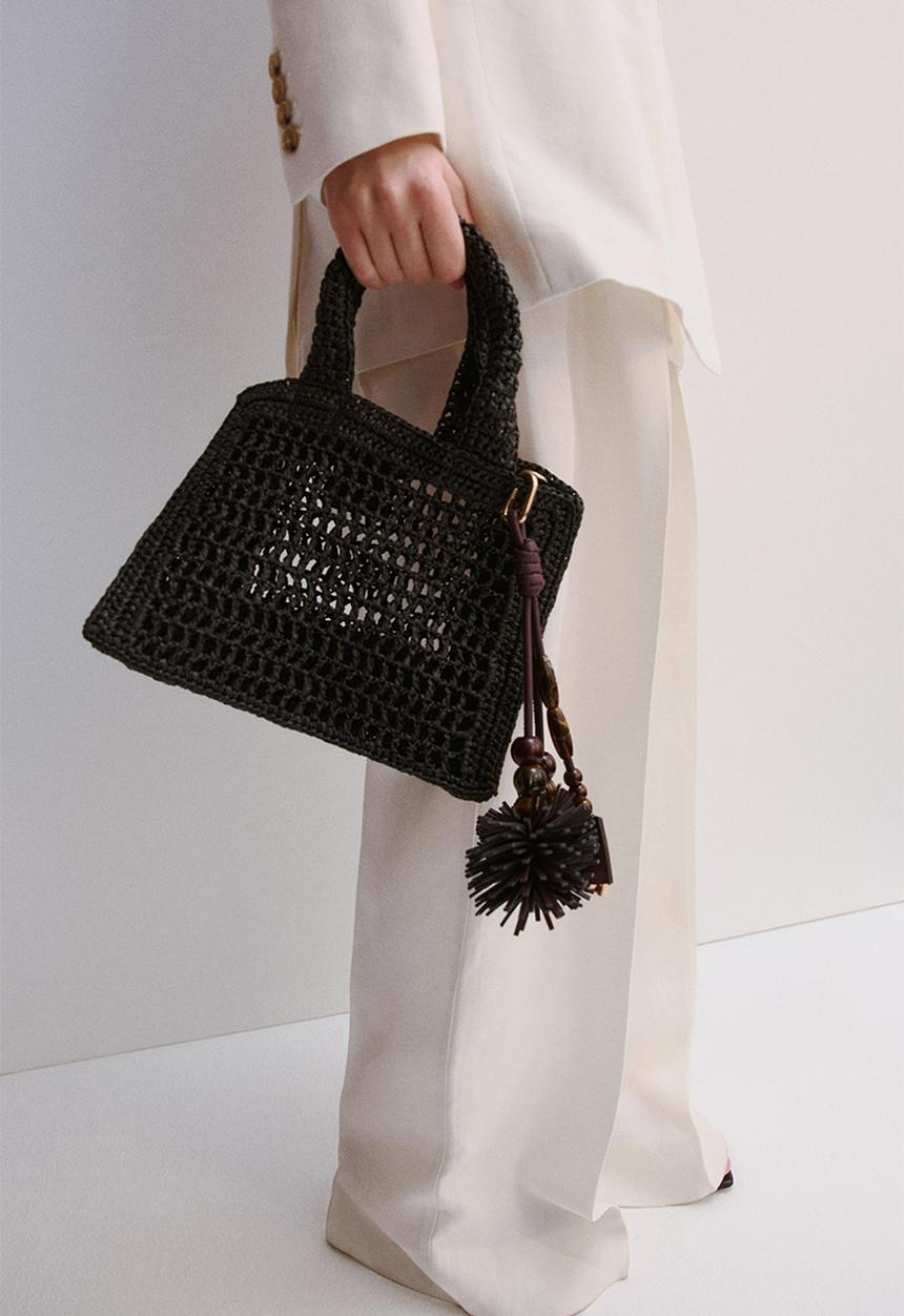 H&M - Straw handbag - black
