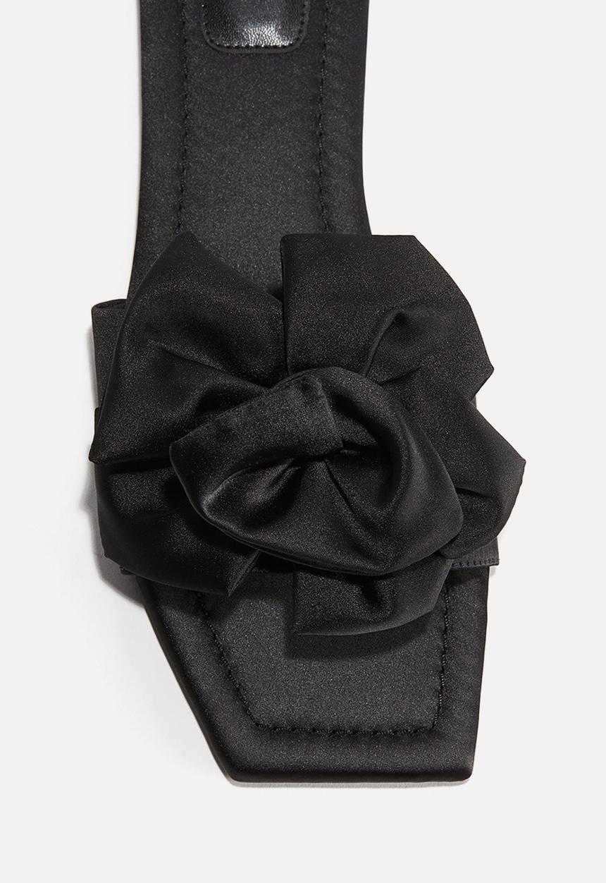 H&M - Appliquéd satin sandals - black