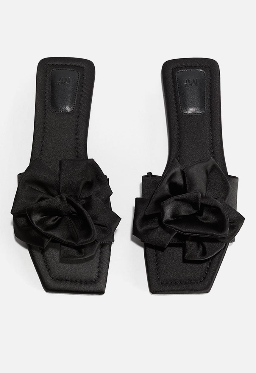 H&M - Appliquéd satin sandals - black