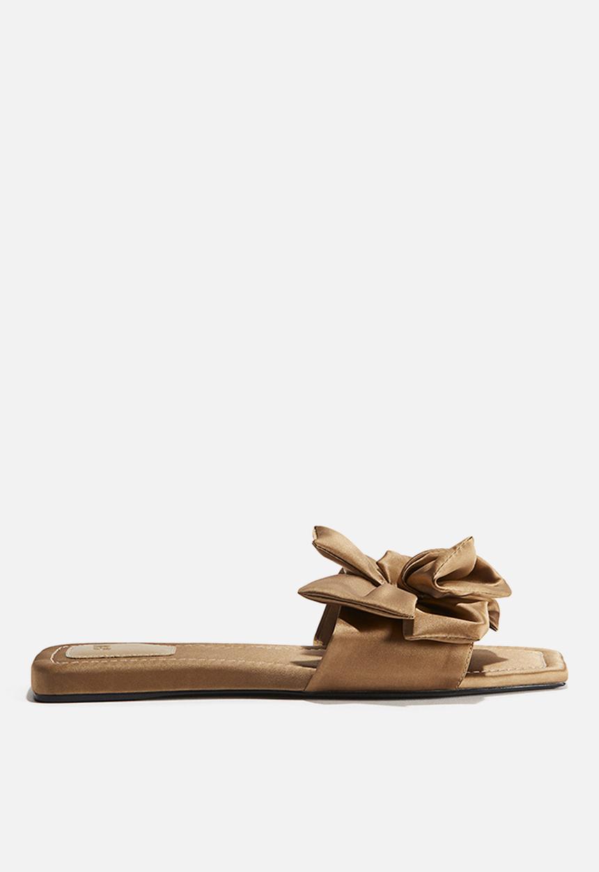 H&M - Appliquéd satin sandals - beige