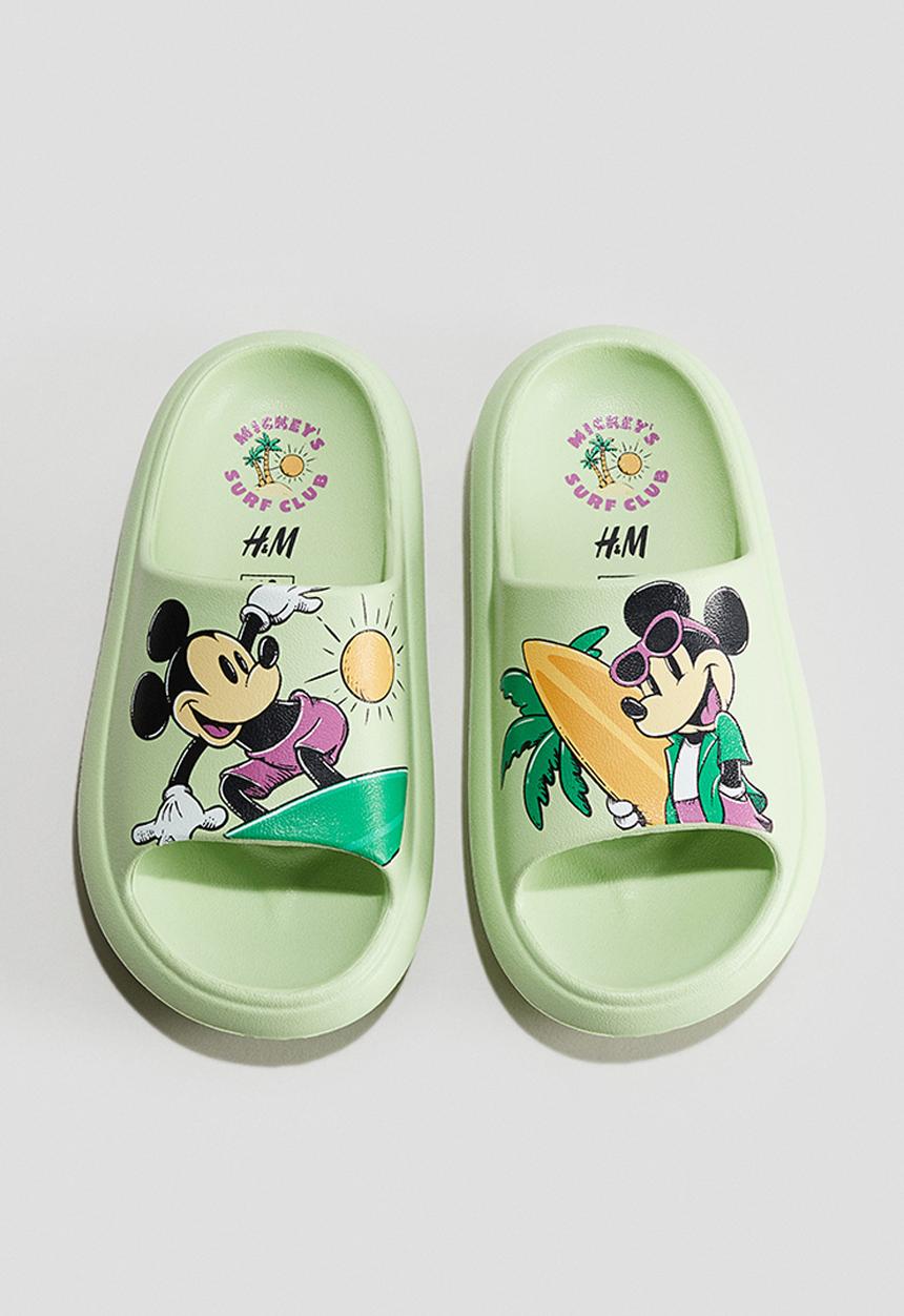 H&M - Chunky pool shoes - light green & mickey mouse