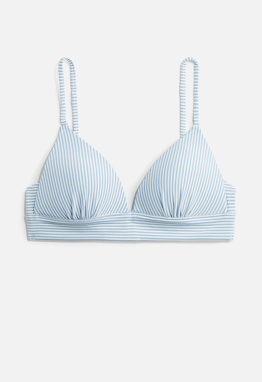 H&M - Push-up bikini top - light blue/striped