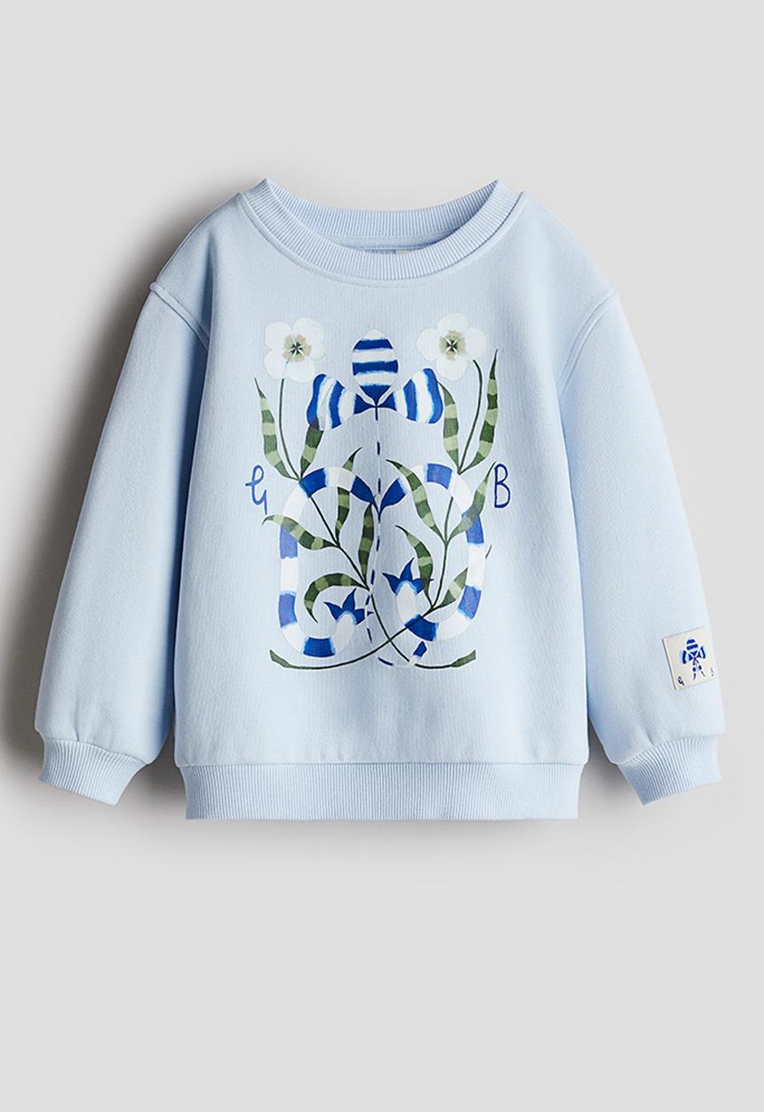 H&M - Printed cotton sweatshirt - light blue flowers