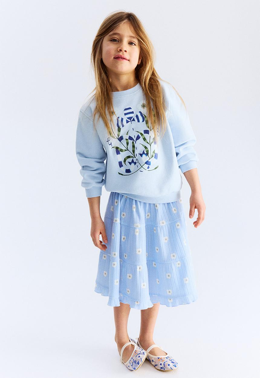 H&M - Printed cotton sweatshirt - light blue flowers