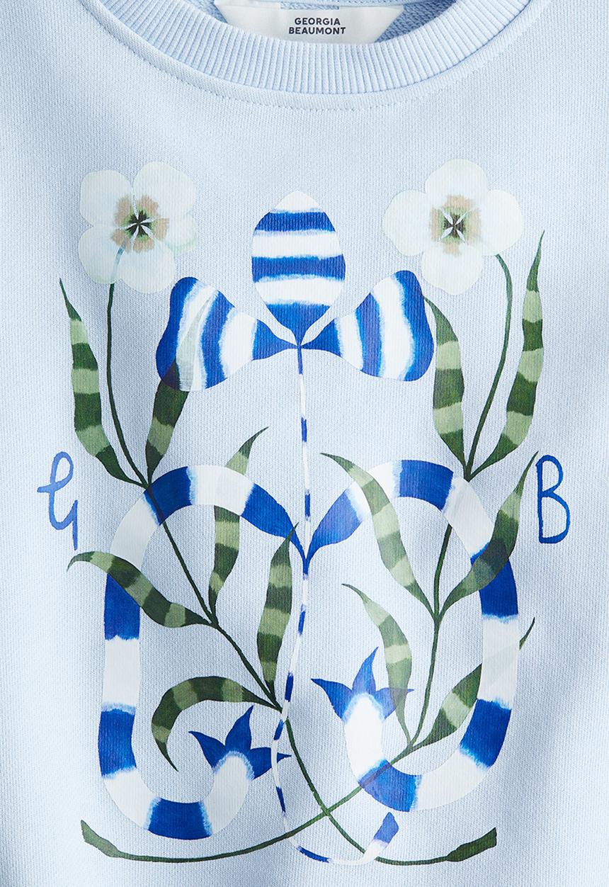 H&M - Printed cotton sweatshirt - light blue flowers