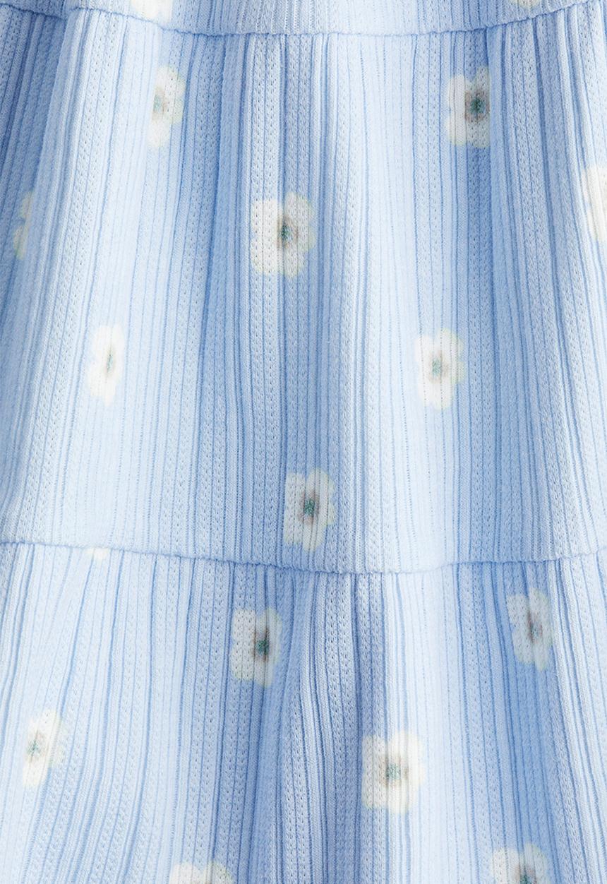 H&M - Patterned pointelle skirt - light blue daisies
