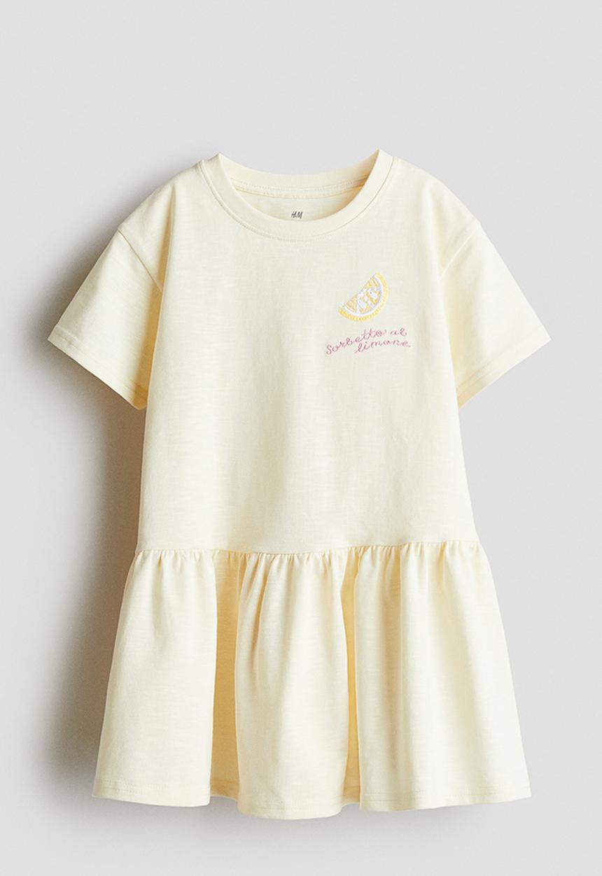 H&M - Jersey dress - light yellow lemon