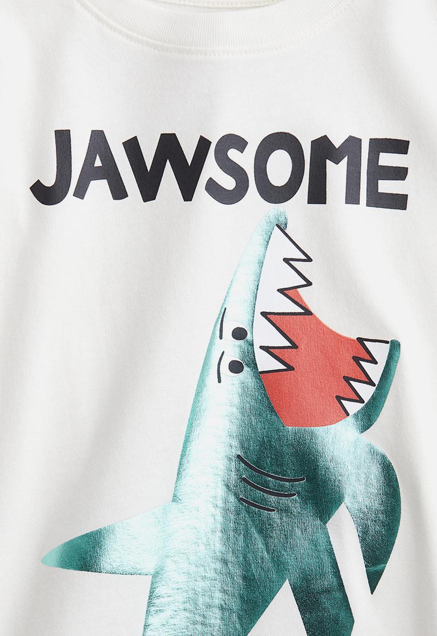 H&M - Printed cotton t-shirt - white jawsome