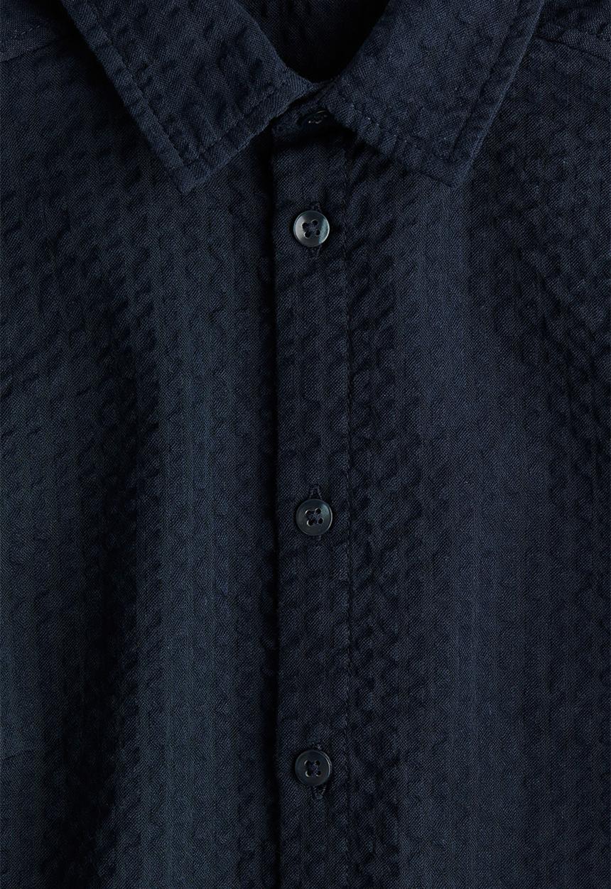 H&M - Cotton seersucker shirt - navy blue