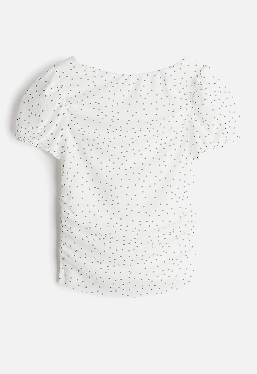 H&M - Draped top - white/spotted