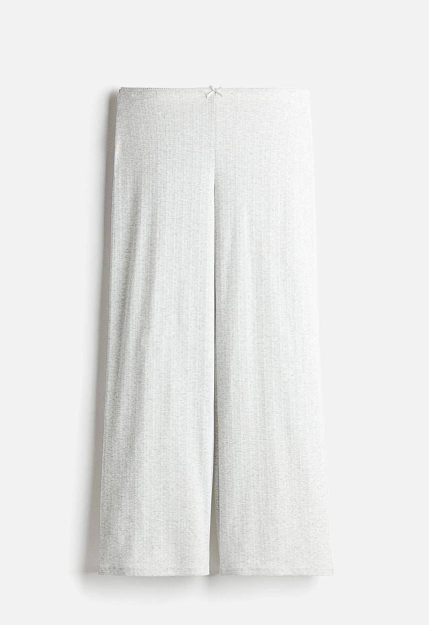 H&M - Pointelle jersey trousers - light grey marl