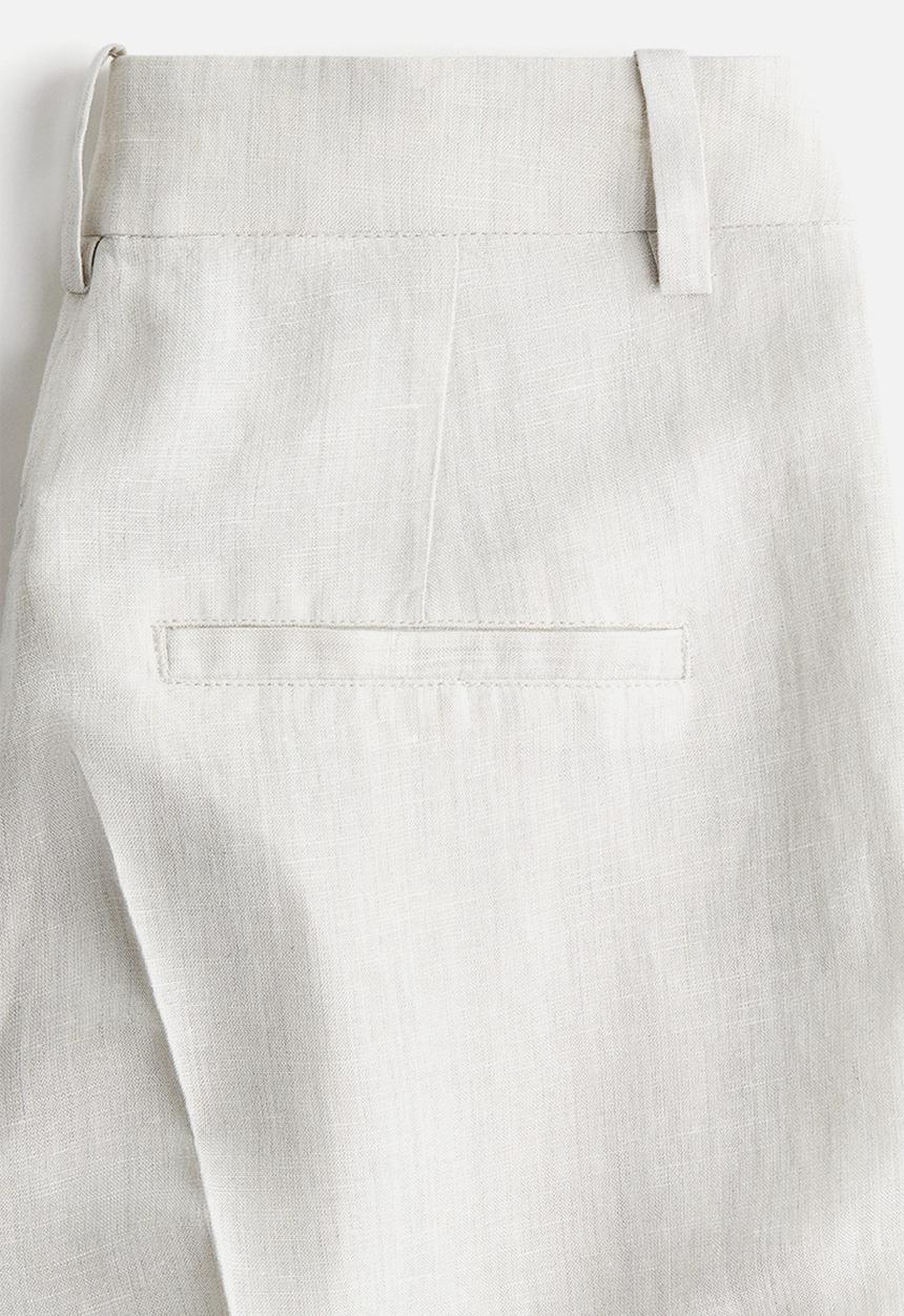 H&M - Wide linen-blend trousers - light grey