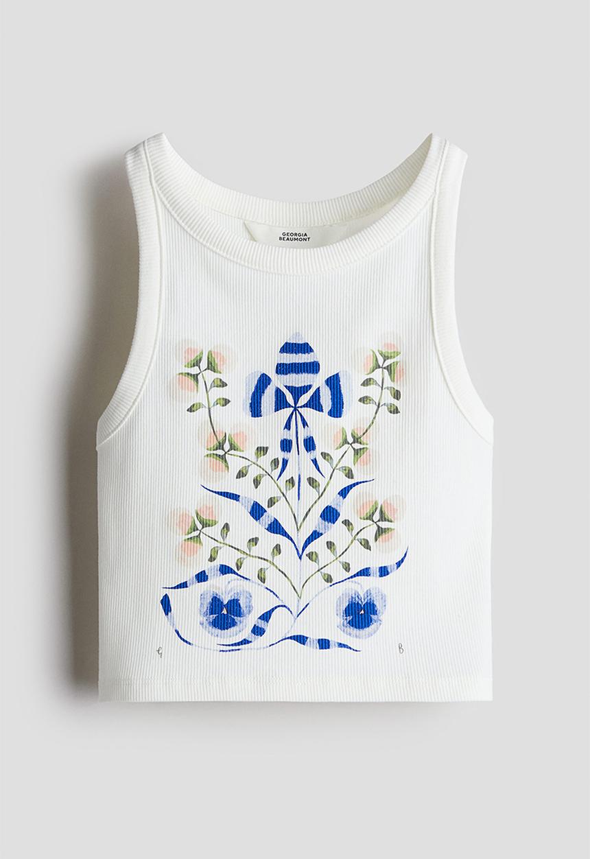 H&M - Printed vest top - white flowers
