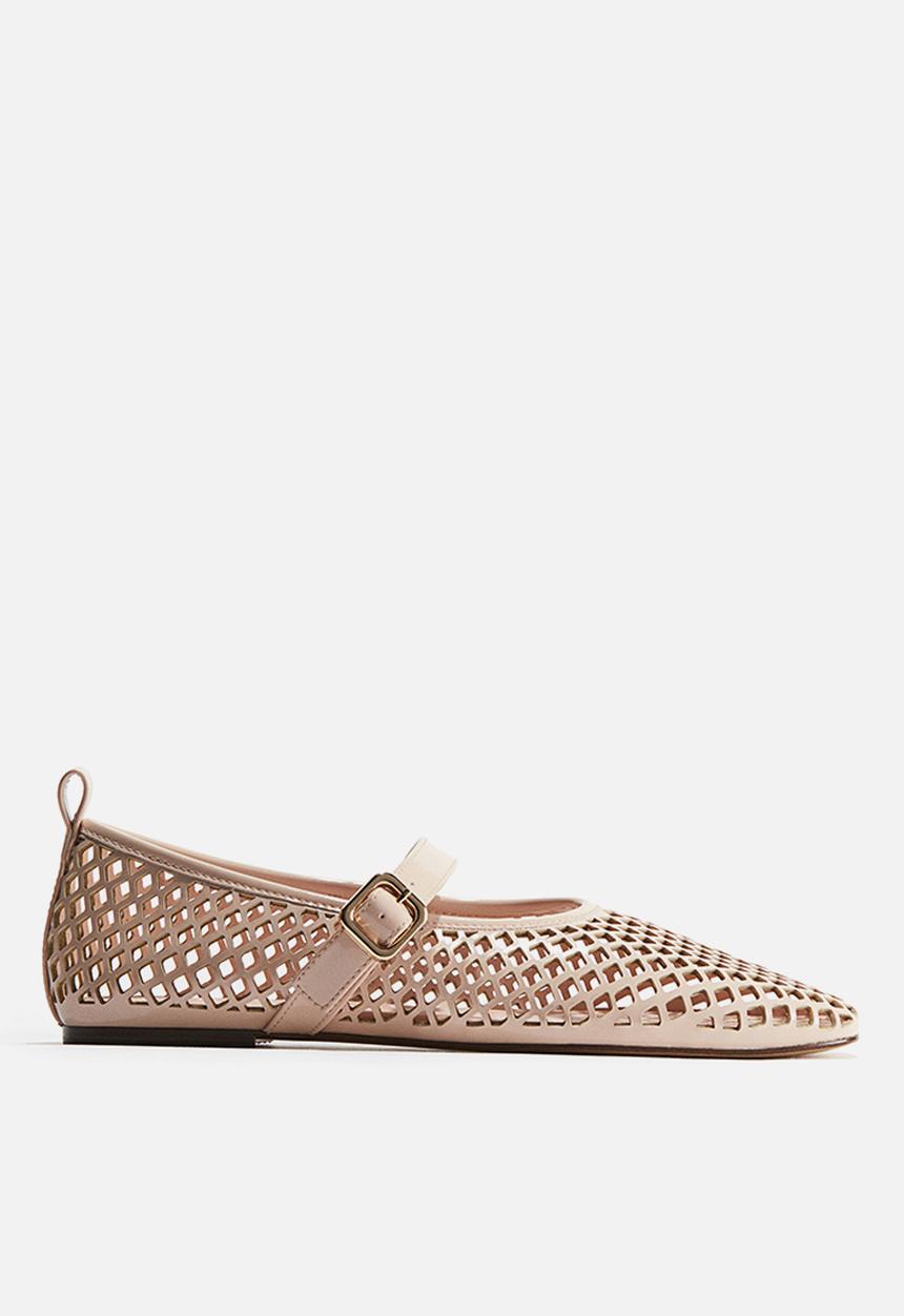 H&M - Perforated mary jane ballet pumps - light beige