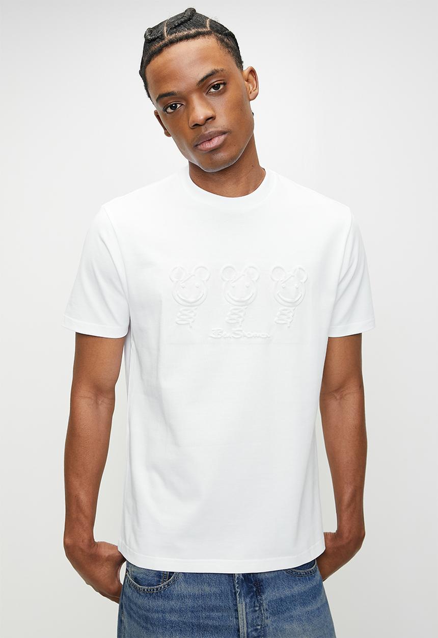 Ben Sherman - Trio Bears Embossed Tee Shirt - White