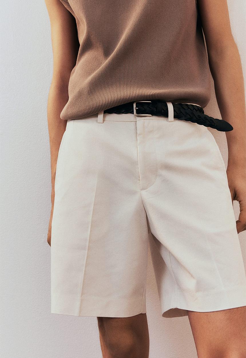 H&M - Regular fit lyocell-blend chino shorts - white