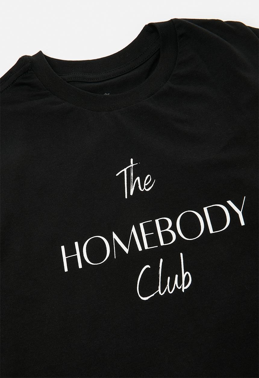 Pop Candy - The homebody club slogan tee with cycling shorts - black