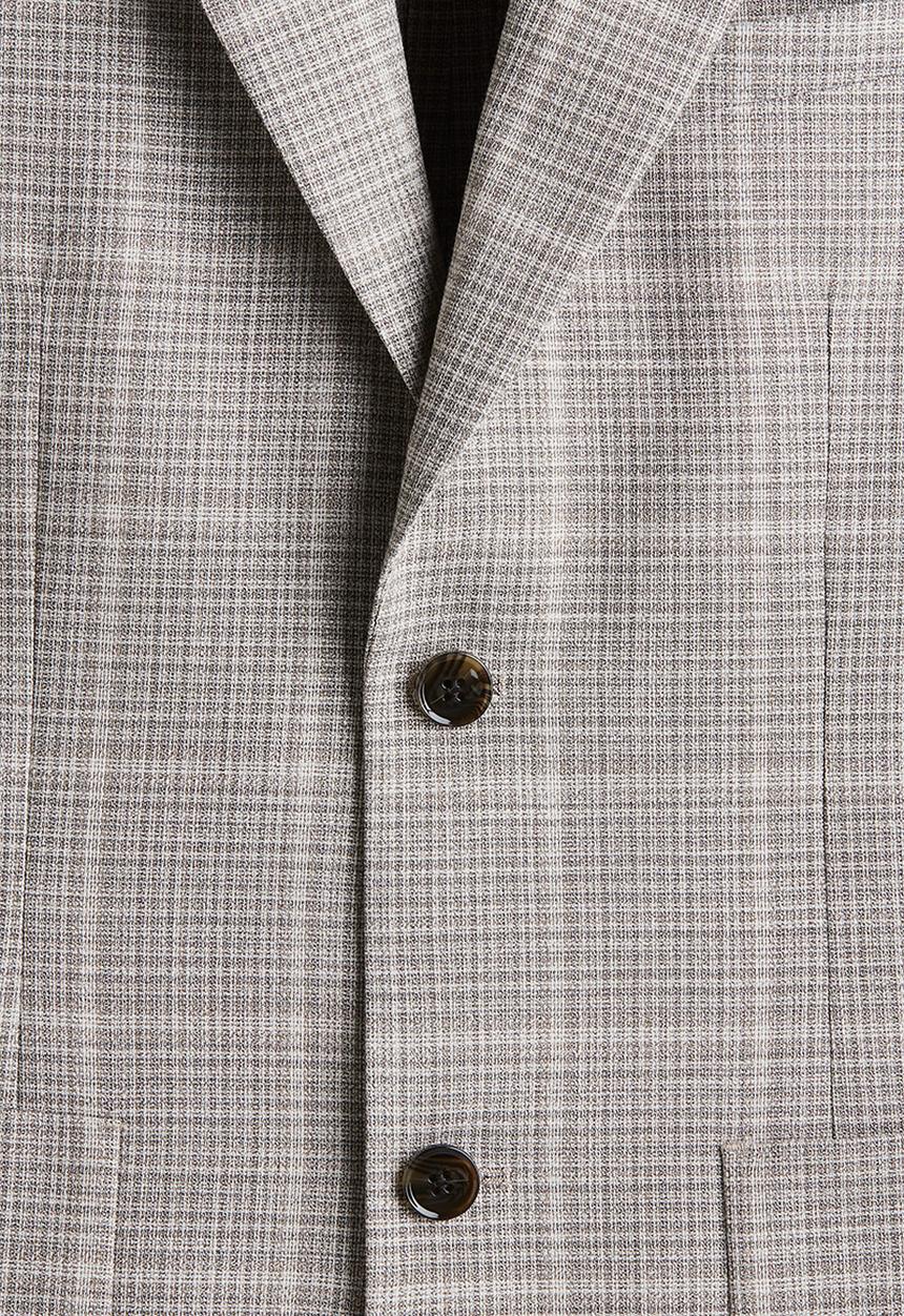 H&M - Regular fit single-breasted jacket -  beige/checked