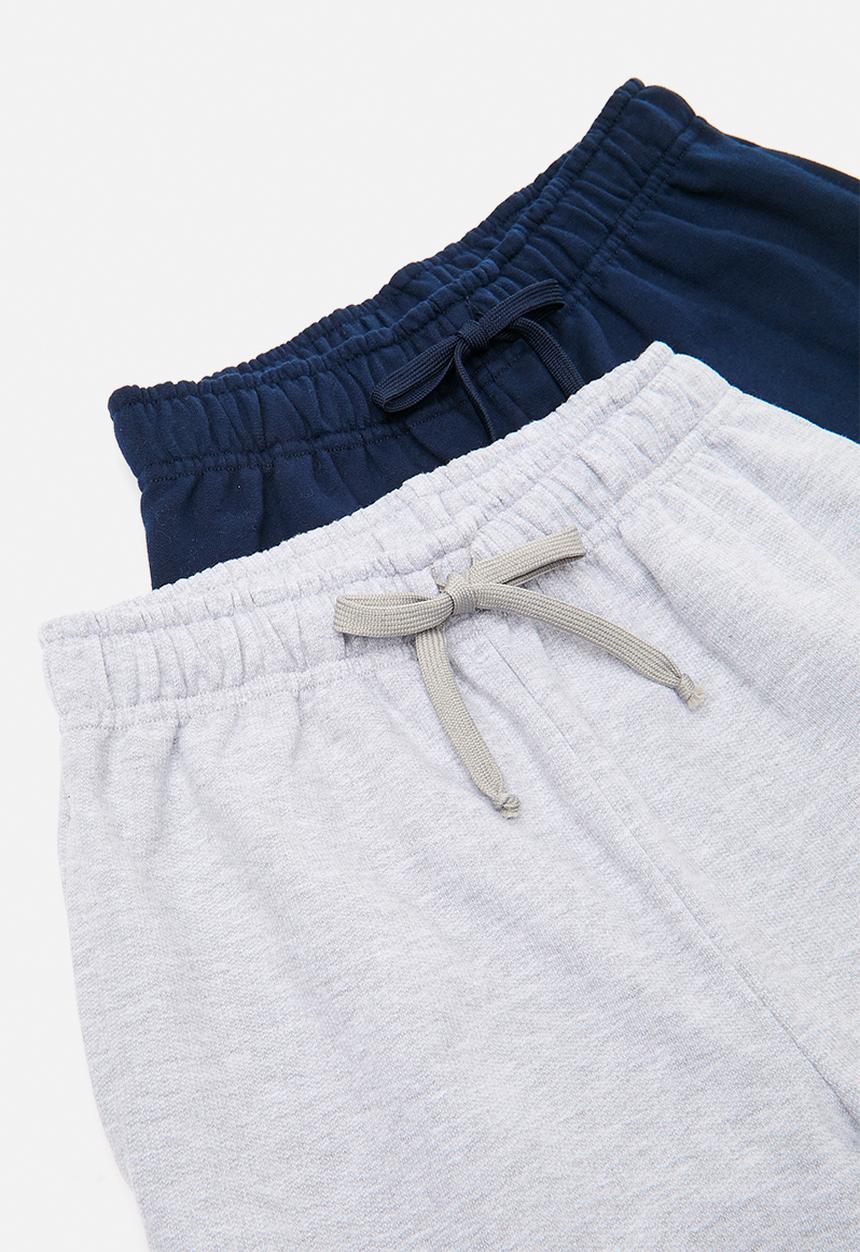 Pop Candy - 2 pack drawstring sweatshorts - navy/light grey