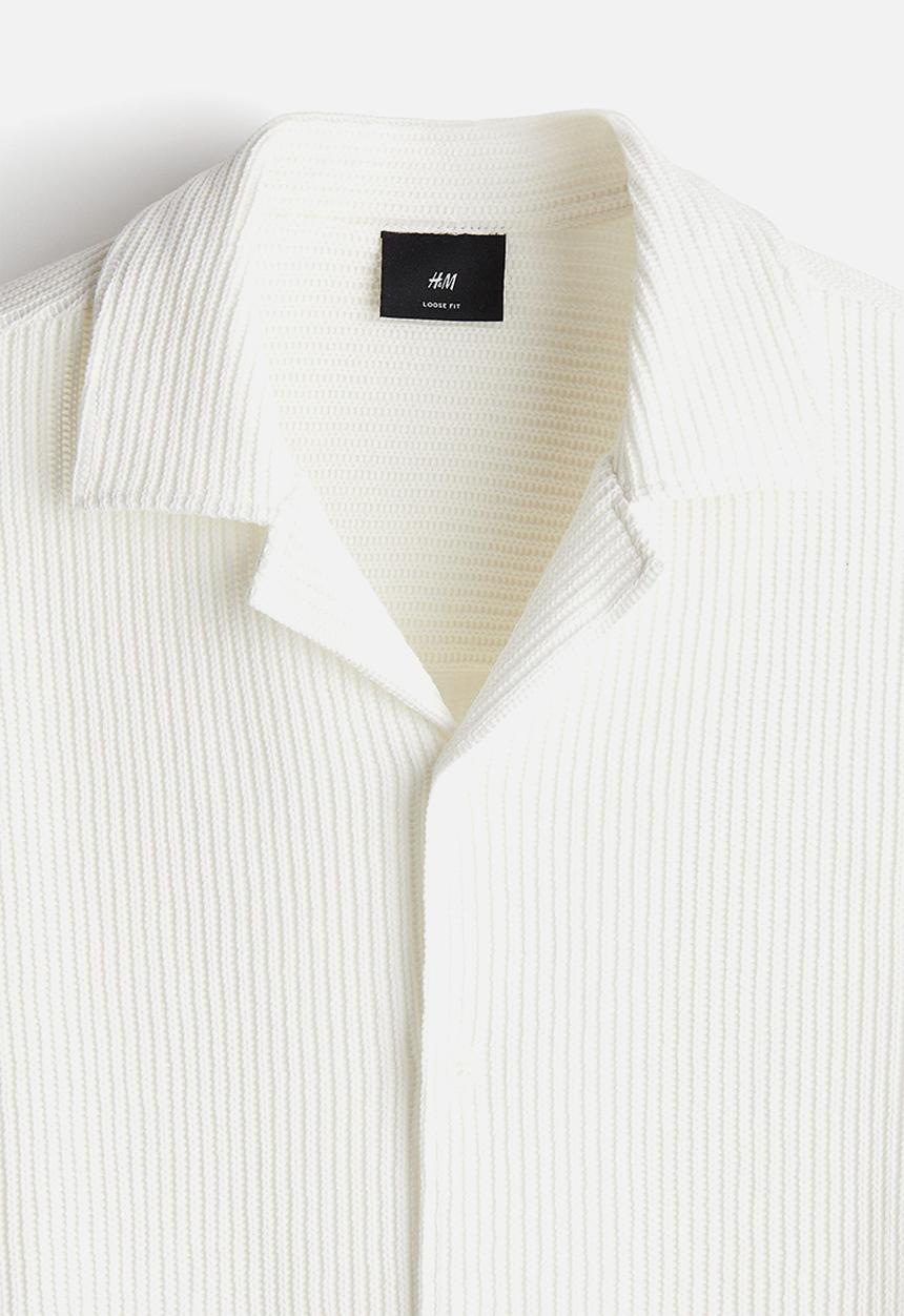 H&M - Loose fit ribbed resort shirt - white