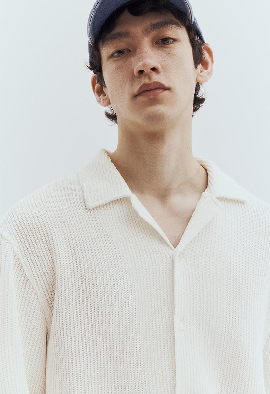 H&M - Loose fit ribbed resort shirt - white