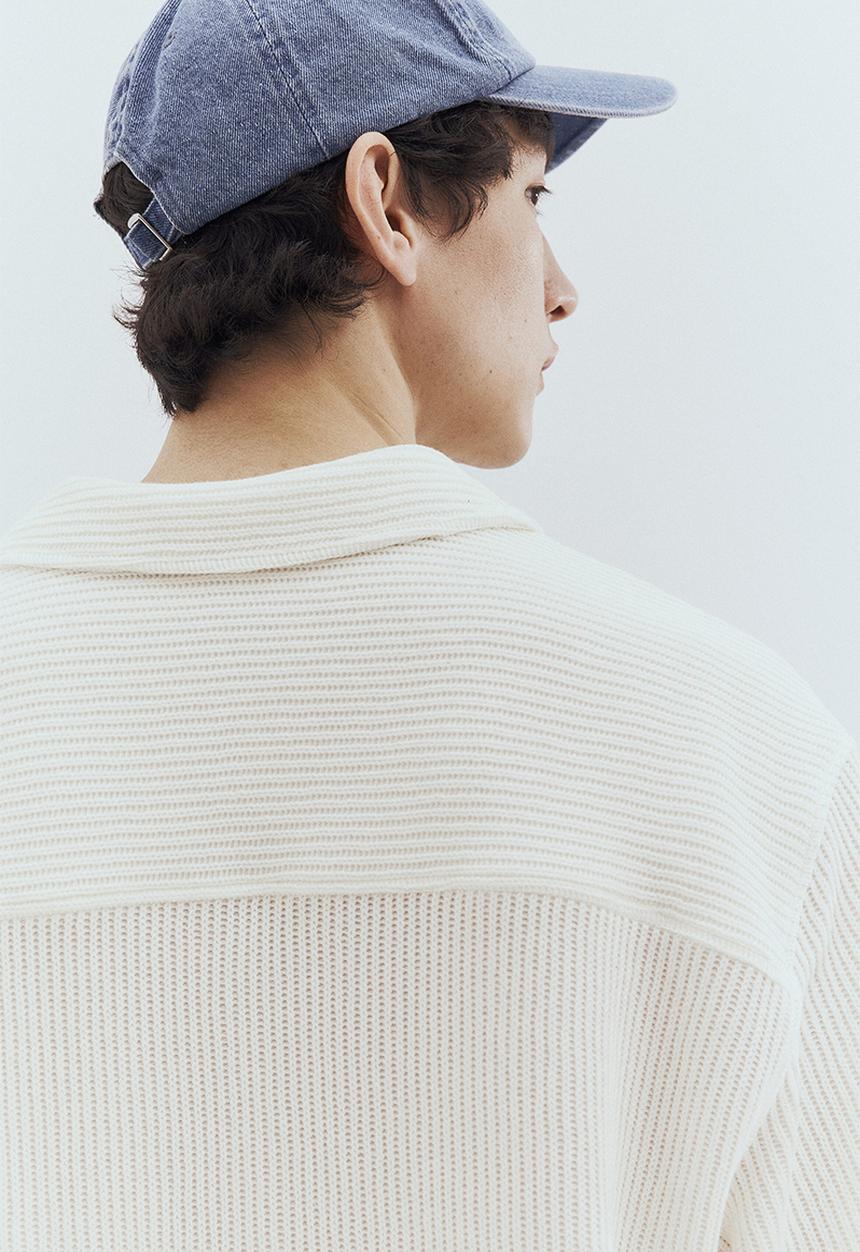H&M - Loose fit ribbed resort shirt - white
