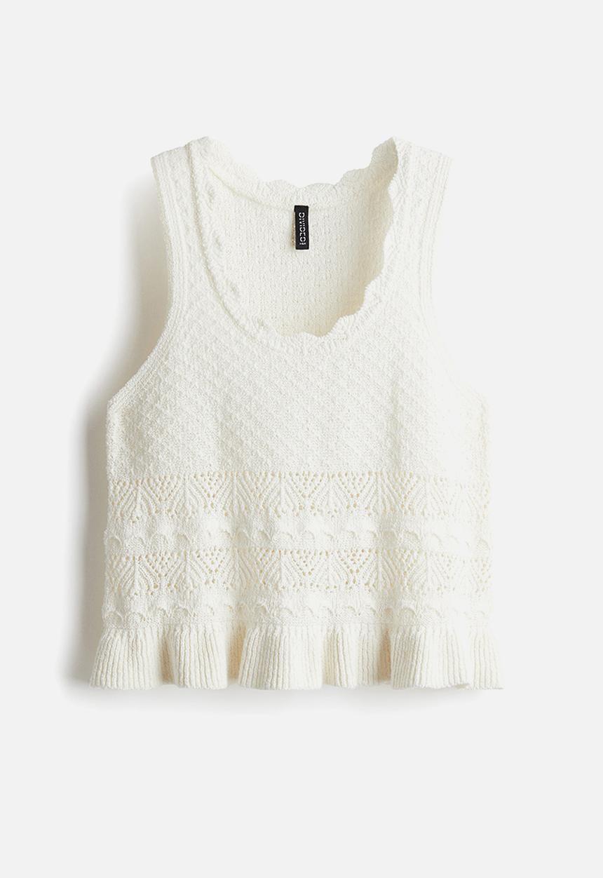 H&M - Crochet-look vest top - white