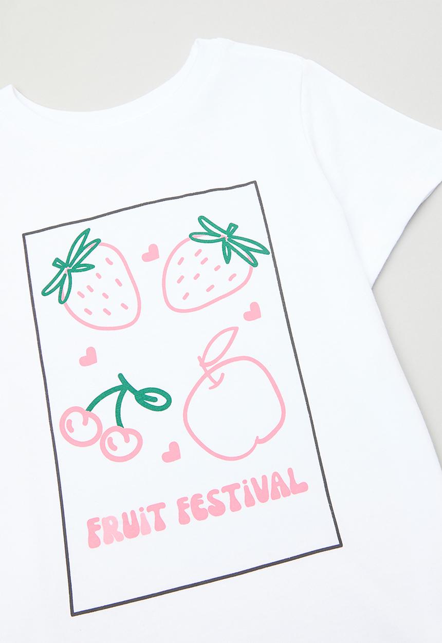 Pop Candy - Fruit festival placement print tee with shorts - white/lilac