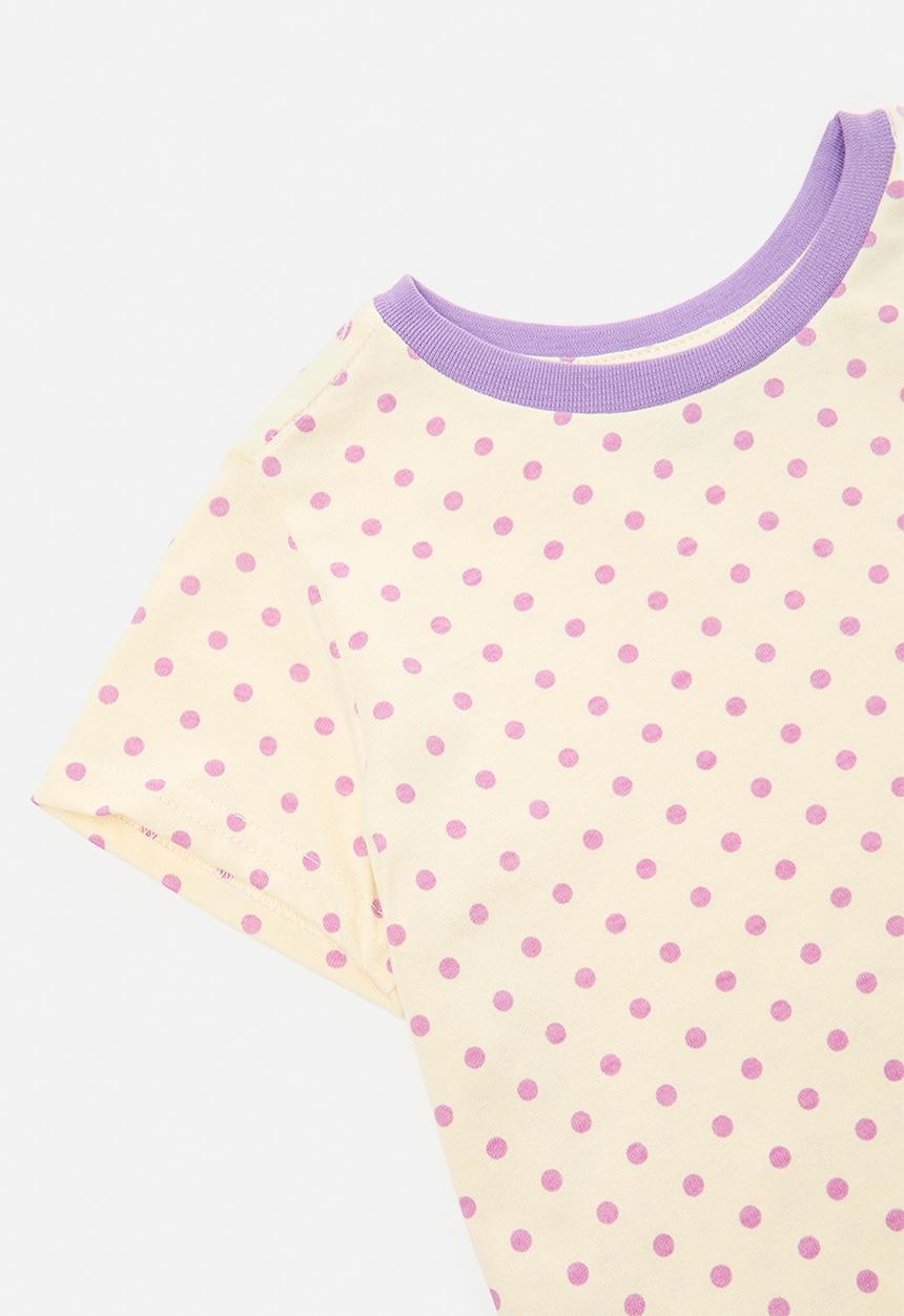 Pop Candy - Pj set with contrast rib - cream/polka dot/lilac
