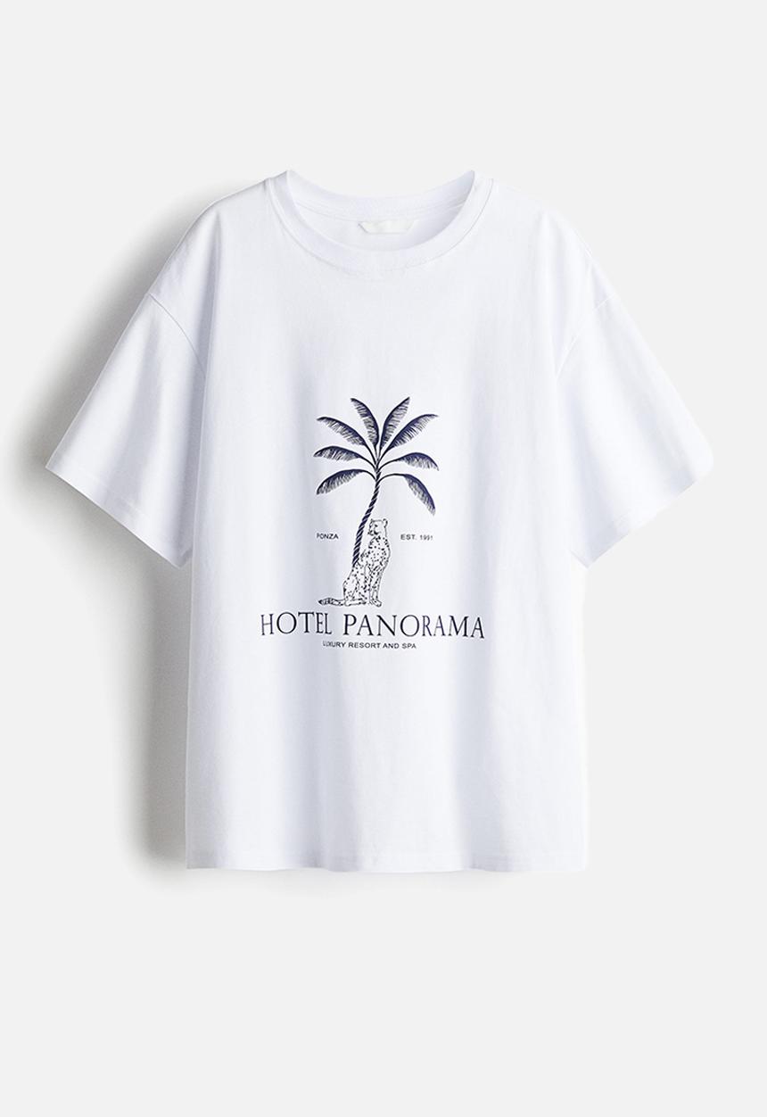 H&M - Oversized T-shirt - white/hotel panorama