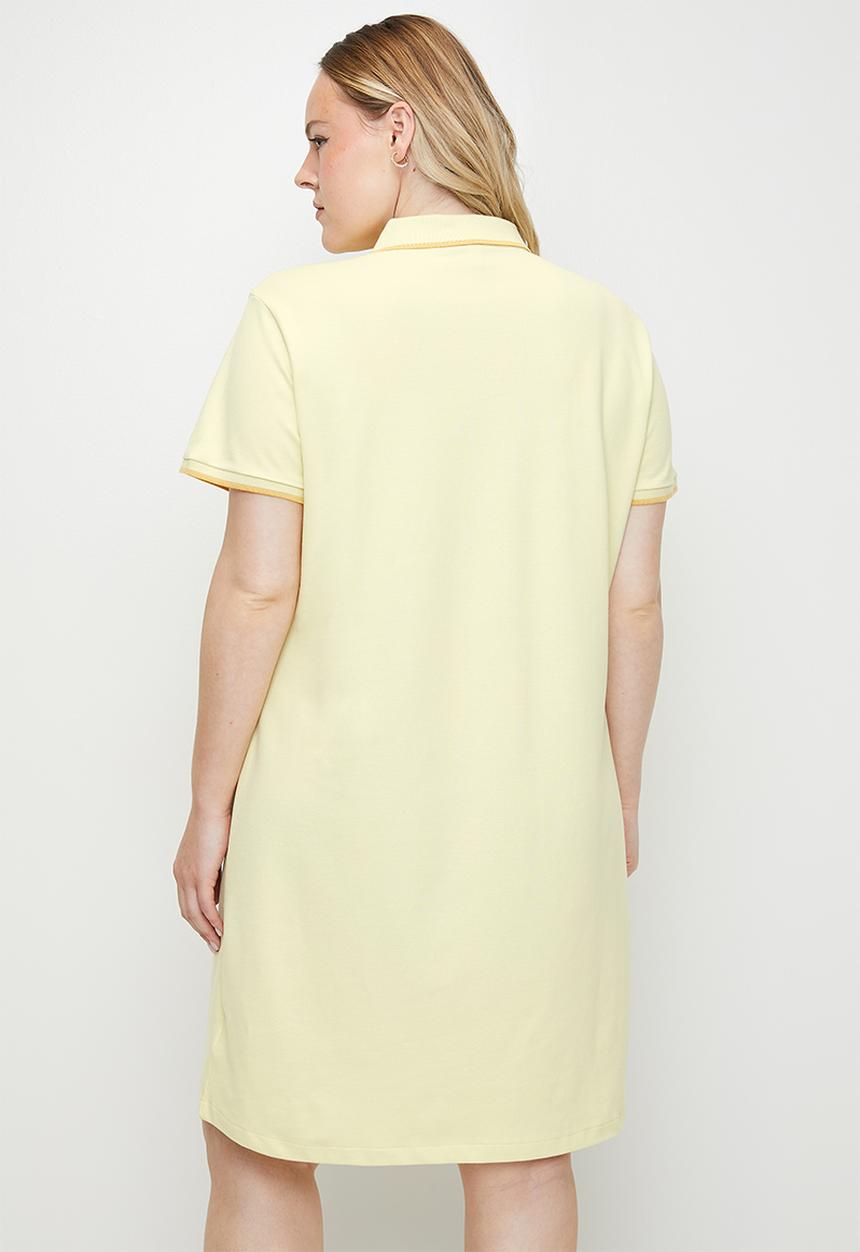 POLO - Plus wmn leah ss golfer dress - soft yellow