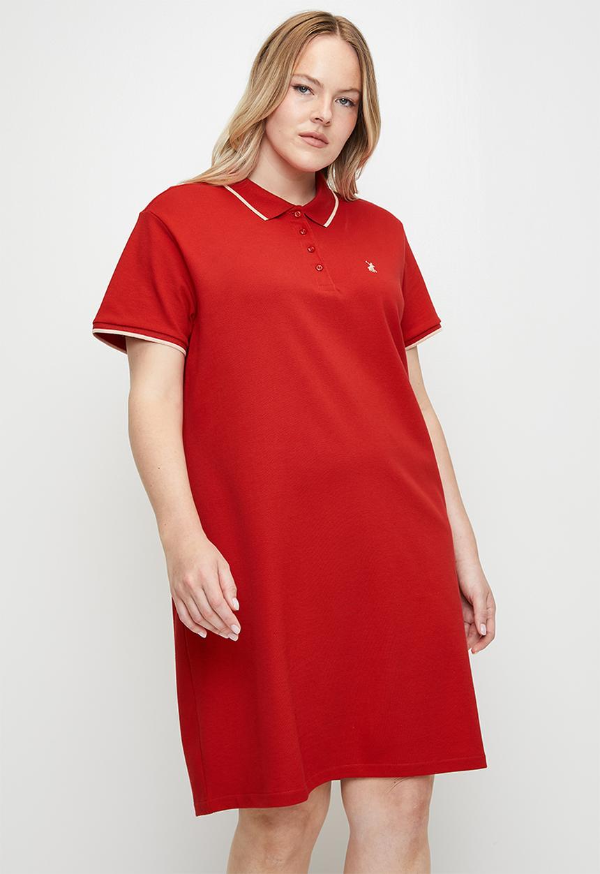 POLO - Plus wmn leah ss golfer dress - red