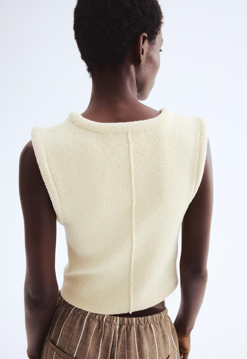 H&M - Knitted waistcoat -  light beige