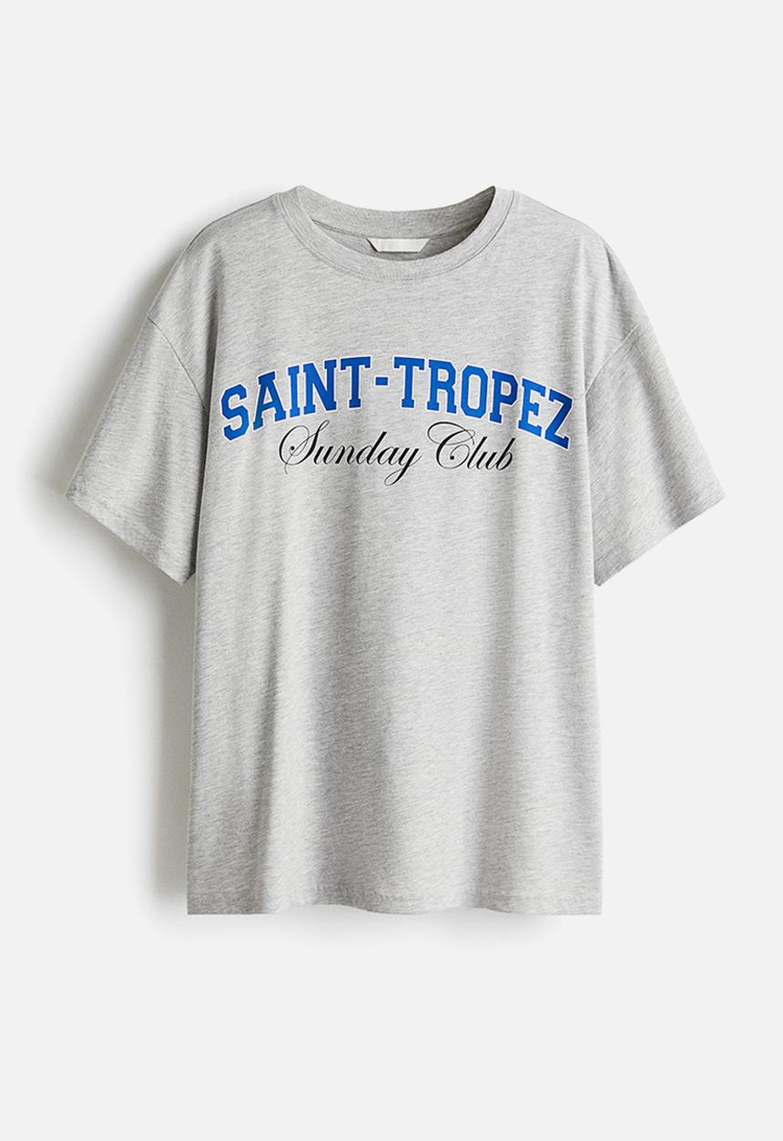 H&M - Oversized T-shirt - light grey marl/saint-tropez 