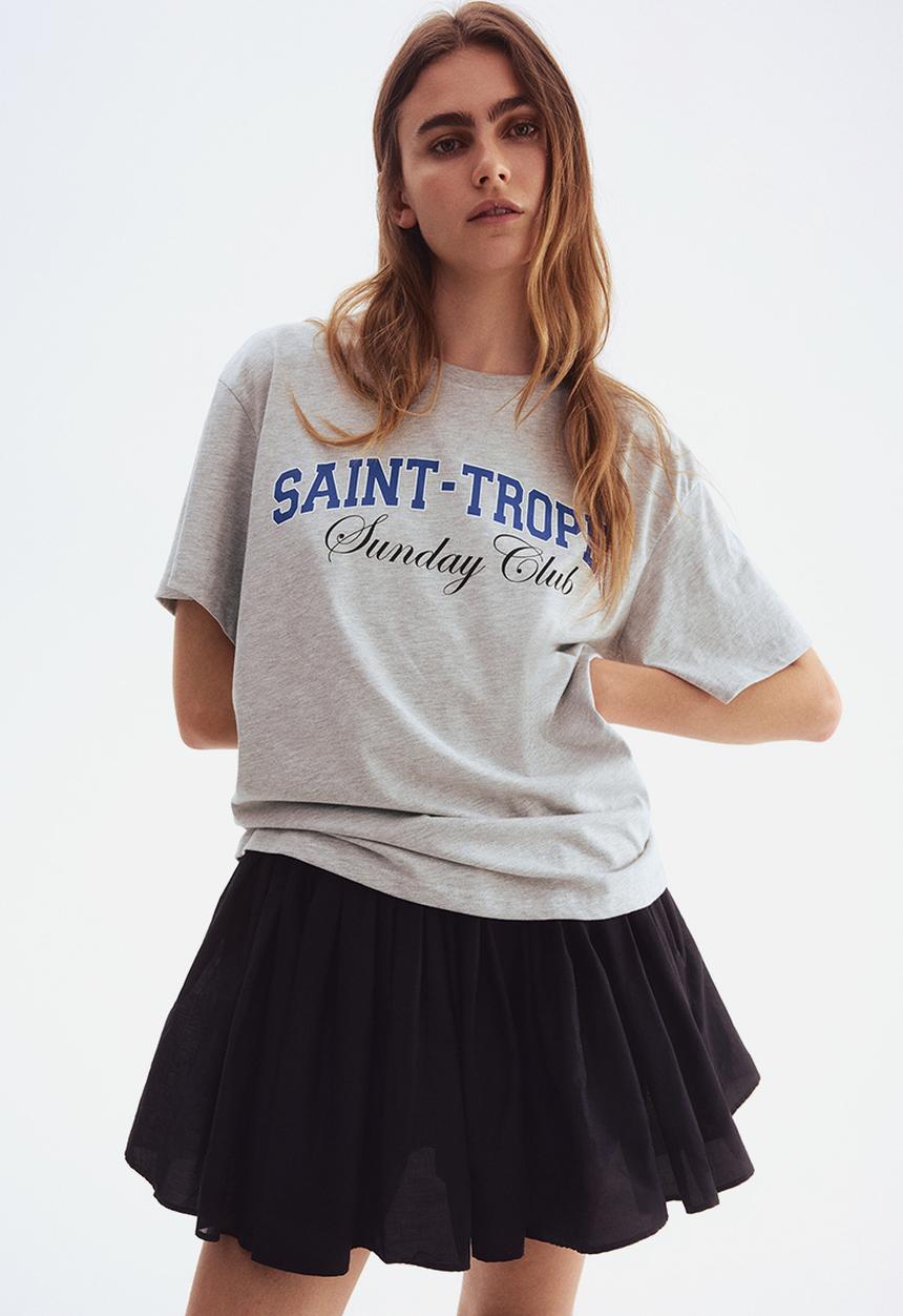 H&M - Oversized T-shirt - light grey marl/saint-tropez 