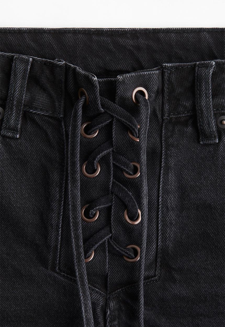 H&M - Lacing-detail denim shorts - black