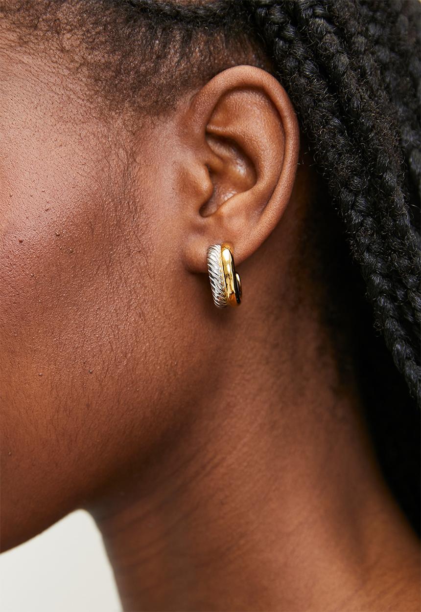 Tessa Design - Jean two tone double hoop earrings-multi