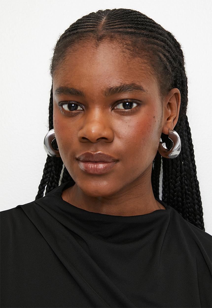Tessa Design - Iris chunky hoop earrings-silver