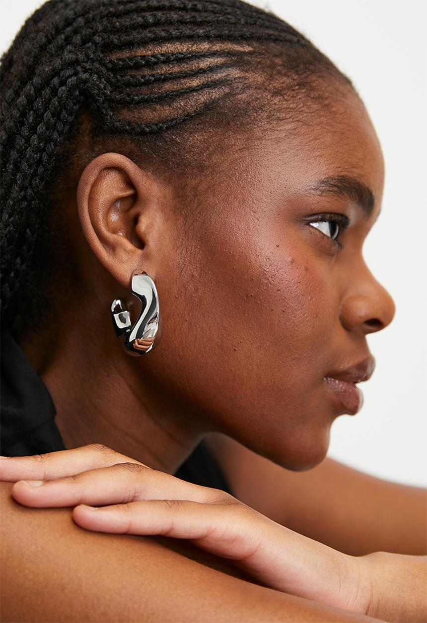 Tessa Design - Iris chunky hoop earrings-silver