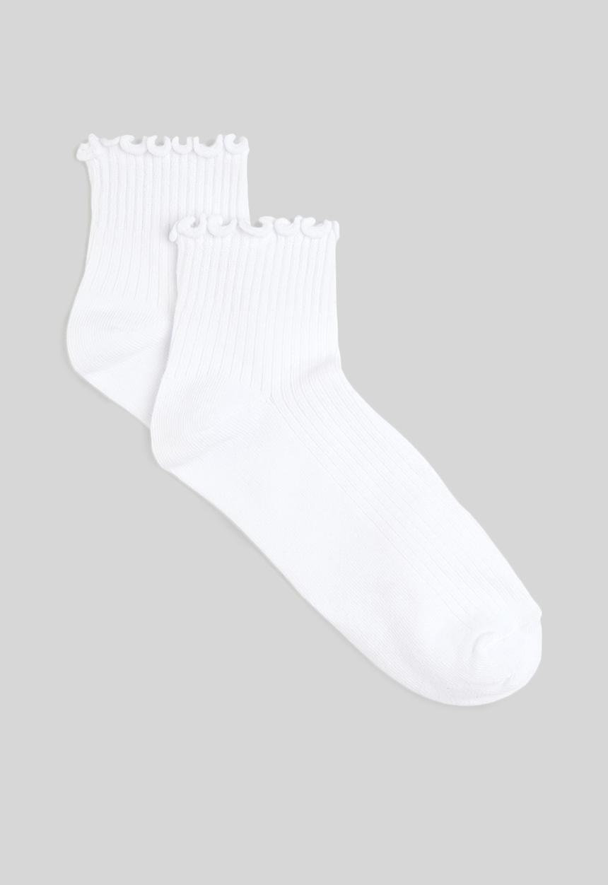 Cotton On - The Perfect Pair Frill Rib Ankle 2Pack - White