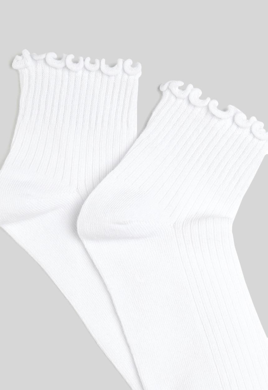 Cotton On - The Perfect Pair Frill Rib Ankle 2Pack - White