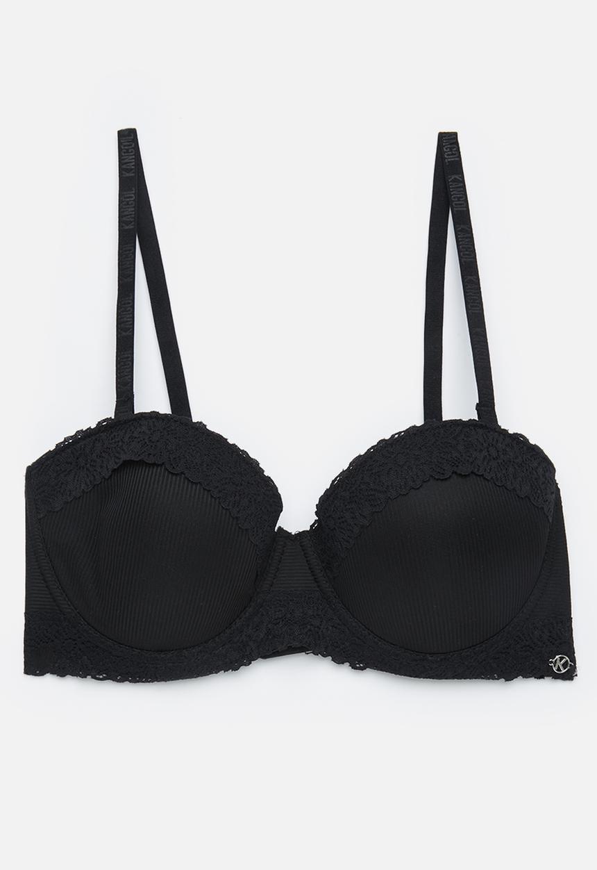 KANGOL - 2 pack multiway lace trim bra - milk/black