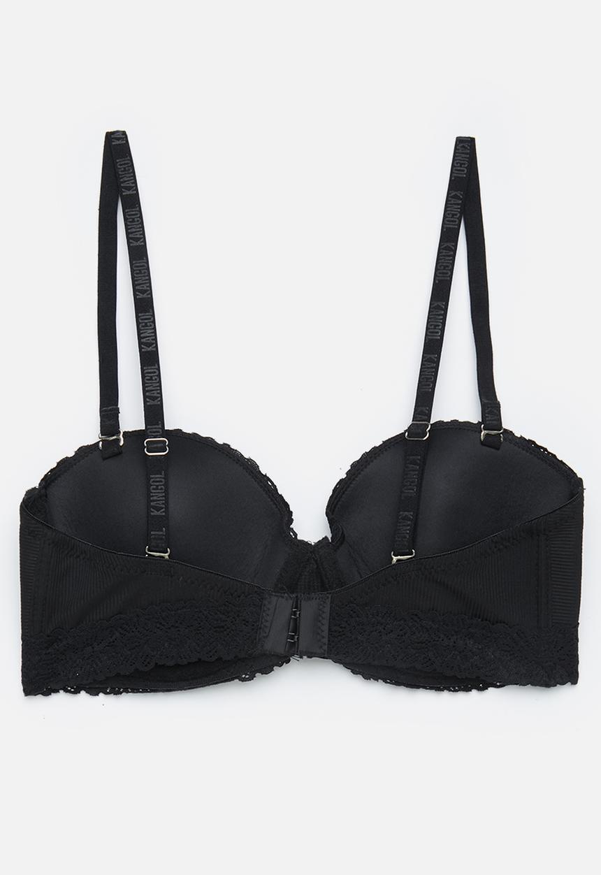 KANGOL - 2 pack multiway lace trim bra - milk/black