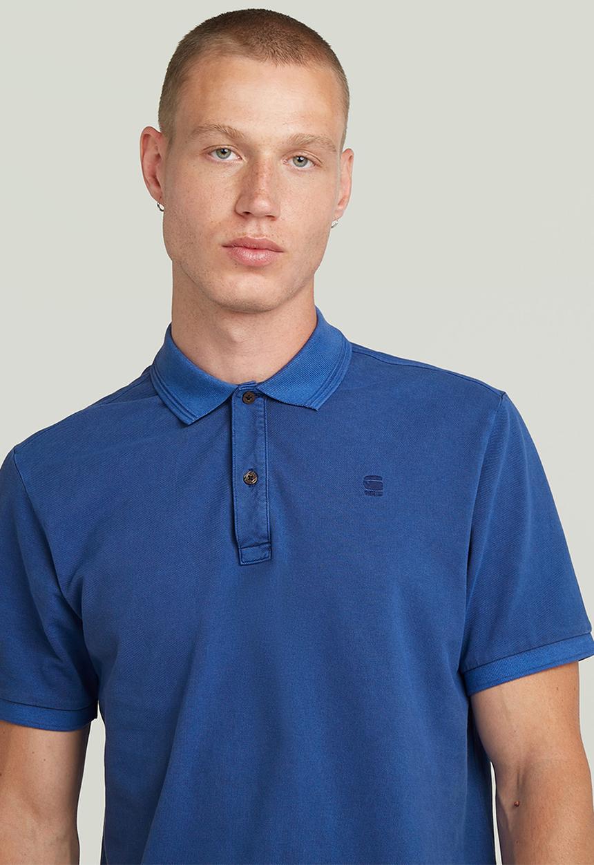 G-STAR - Dunda Overdyed Slim Polo S\S - Racing Blue Gd