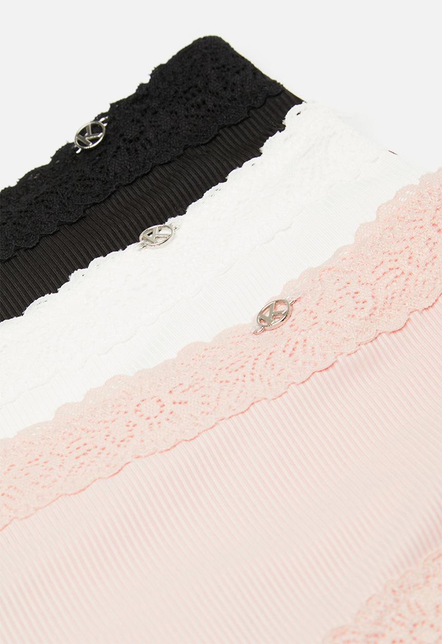 KANGOL - 3 pack boyleg lace trim - milk/black/seashell