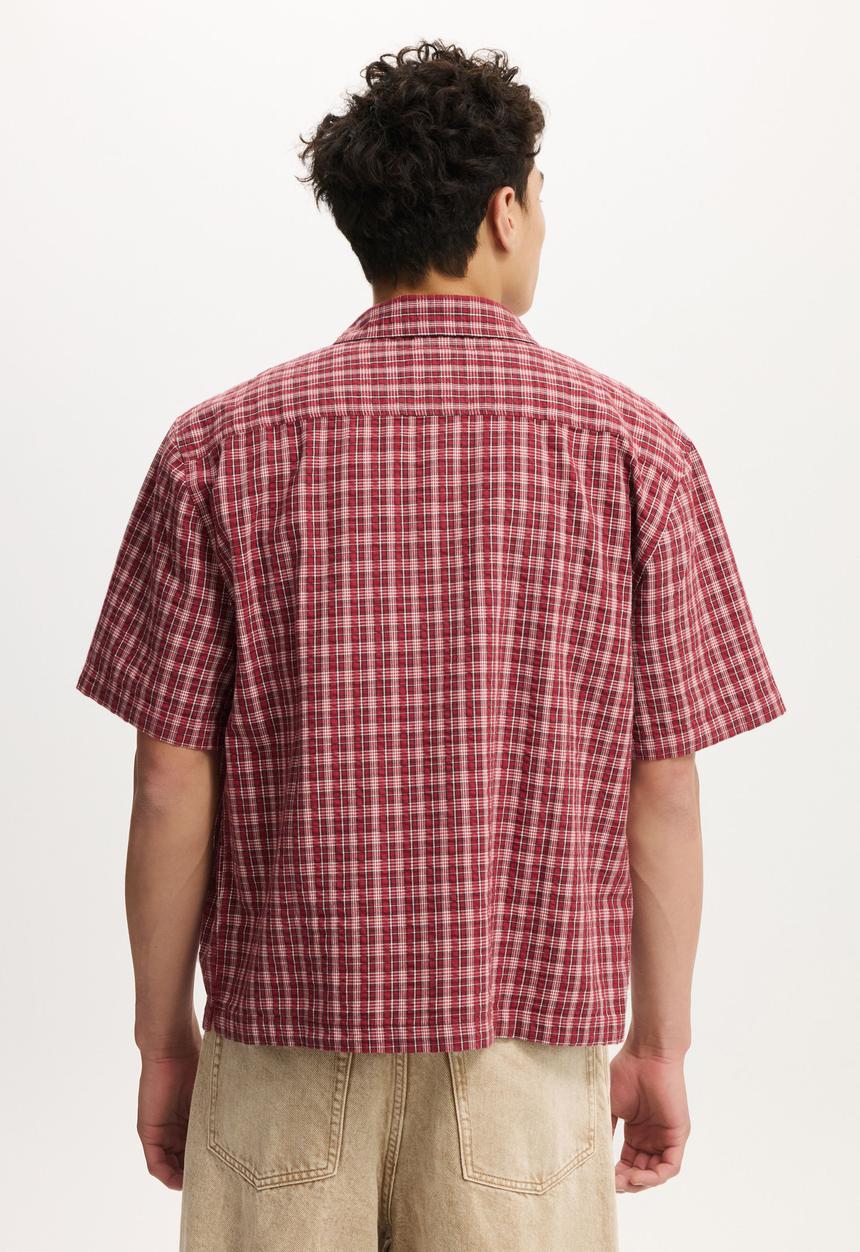 Cotton On - Darcy Short Sleeve Shirt - Burgundy Check